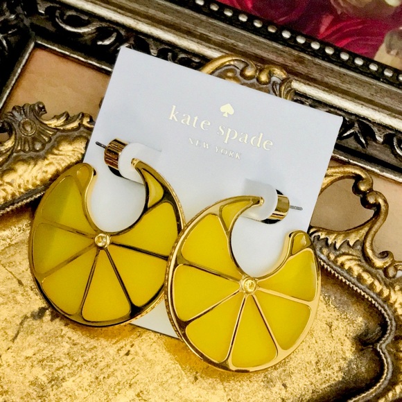 KATE SPADE • Tutti Fruity Lemon Slices Hoop Earrings - Picture 5 of 5